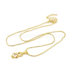Brass Pave Cubic Zirconia Boy Love Pendant Necklaces for Women&nbsp;NJEW-S430-01G-01