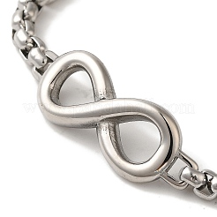 316 Surgical Stainless Steel Box Chain Infinity Link Bracelets&nbsp;BJEW-Q349-10AS