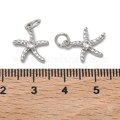 Brass Micro Pave Clear Cubic Zirconia Pendants&nbsp;KK-H256-14P