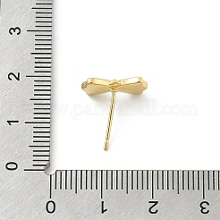 DIY 真鍮イヤリング金具  カドミウムフリー＆ニッケルフリー＆鉛フリー  カン付き  18KGP本金メッキ  蝶結び  ゴールドカラー  8.5x13mm  穴：1mm  ピン：11.5x0.7mm&nbsp;LS-KK-E791-10G