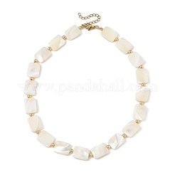 Natural Trochid Shell/Trochus Shell Rectangle Beaded Necklaces for Women&nbsp;NJEW-JN06401