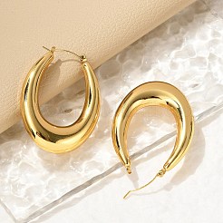 304ステンレススチール製オーバルフープピアス  ゴールドカラー  49x36x8mm&nbsp;EJEW-Q011-14G