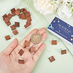 15 Pairs Walnut Wood Rhombus Stud Earring Findings&nbsp;EJEW-SC0001-30