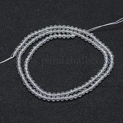 天然石クオーツクリスタルビーズ連売り  ロッククリスタルビーズ  多面カット  ラウンド  3mm  穴：0.5mm  約113個/連  15.35インチ（39cm）&nbsp;G-E411-28-3mm