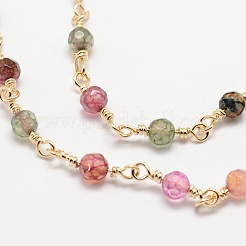 Faceted Round Natural Agate Handmade Beaded Chains&nbsp;CHC-L034-20-NR