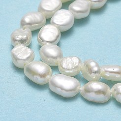 天然養殖淡水パールビーズ連売り  研磨両側  リネン  5~6x4x2.5~3mm  穴：0.6mm  約65~72個/連  14.57''（37センチメートル）&nbsp;PEAR-A005-13B-01-X