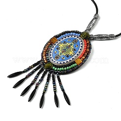 Retro Style Glass & Acrylic & CCB Beads Pendant Necklaces&nbsp;NJEW-Q349-02B