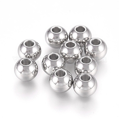 変色しにくい316サージカルステンレススチールビーズ  ラウンド  ステンレス鋼色  6x5mm  穴：2mm&nbsp;STAS-I144-01C
