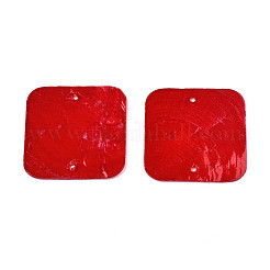 スプレー塗装カピスシェルペンダント  正方形  クリムゾン  43x43x1~2mm  穴：2mm&nbsp;LS-SHEL-N026-174C