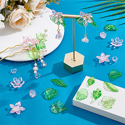 DIYビーズキャップキット130個  花の葉のアクリルビーズキャップ  ミックスカラー  9.5x13x12mm  穴：1.2mm&nbsp;DIY-PH0030-97