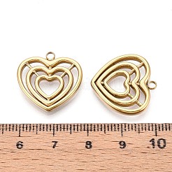 304ステンレスペンダント  ハートチャーム  14KGP本金メッキ  20x20x2.5mm  穴：2mm&nbsp;STAS-N109-200G