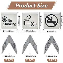 6Pcs 3 Styles Stainless Steel Hotel Resturant Table No-Smoking Tent Sign&nbsp;AJEW-CP0003-89