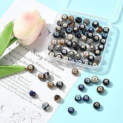 68 個 9 色の手作り磁器ビーズ  ロンデル  ファンシーアンティーク施釉磁器  ミックスカラー  8.2~9x7~7.5mm  穴：2.5~3mm&nbsp;PORC-FS0001-23A