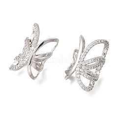 Brass Micro Pave Clear Cubic Zirconia Butterfly Cuff Earrings&nbsp;EJEW-P322-16P