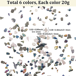 120g 6色の不透明ガラスビーズ  ネイルアートの装飾の付属品  穴がない  チップ  ミックスカラー  2~4x1~3x0.5~2mm  20 G /カラー&nbsp;MRMJ-SC0001-36