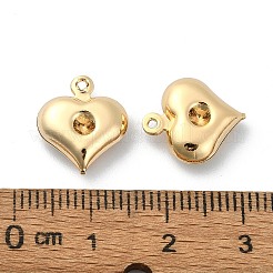 真鍮チャーム  カドミウムフリー＆ニッケルフリー＆鉛フリー  ハート  18KGP本金メッキ  14x12x5mm  穴：1mm&nbsp;FIND-Z029-16G