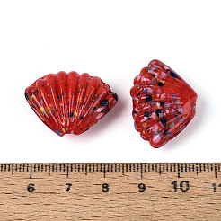 手作りランプワークビーズ連売り  シェル形状  レッド  17~20x23~26x10~11mm  穴：1~1.5mm  約30個/連  20.47~21.26''（52~54センチメートル）&nbsp;LAMP-T026-03F