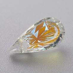 Embossed Glass Rhinestone Pendants&nbsp;GLAA-J101-06A-001SI
