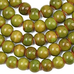 Handmade Fancy Antique Glazed Porcelain Ceramic Round Beads Strands&nbsp;PORC-L019-8mm-10