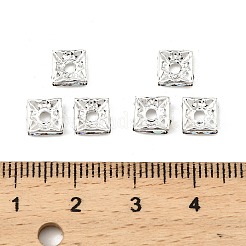 真鍮製ラインストーンスペーサービーズ  グレードA  正方形  ニッケルフリー  銀  クリスタルAB  6x6x3mm  穴：1mm&nbsp;RSB072-02S