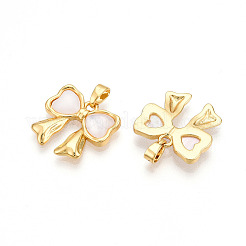 Brass Pave Natural Shell Pendants&nbsp;KK-N257-49G