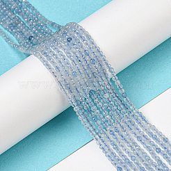 天然アクアマリンビーズ連売りを等級分けする  多面カット  ラウンド  2mm  穴：0.3mm  約181個/連  15.24~15.47インチ（38.7~39.3cm）&nbsp;G-E411-19F-2mm