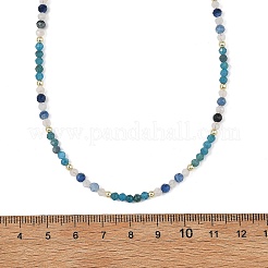 天然アパタイトのファセットカットラウンドビーズネックレス  ゴールドカラー  15.35インチ（39cm）&nbsp;NJEW-JN06430-02