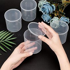クリアプラスチックビーズ収納ケース  ヒンジ付き蓋付き  コラム  透明  8x8.3cm&nbsp;CON-WH0073-68