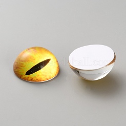 ガラス製キャットアイ装飾アイピース  半円  ゴールド  30x15mm&nbsp;DIY-WH0110-26E
