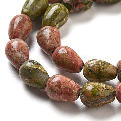 天然石ユナカイトビーズ連売り  ティアドロップ  9x6mm  穴：1.2mm  約44個/連  15.75''（40センチメートル）&nbsp;G-B106-A23-01