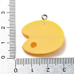 不透明樹脂ペンダント  プラチナメッキの鉄製ループ付きカラーパレットチャーム  ゴールド  25.5x27x6mm  穴：1.5mm&nbsp;LS-FIND-M012-01A