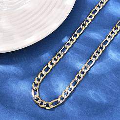 6MM 304 Stainless Steel Figaro Chain Necklaces for Women&nbsp;NJEW-G177-02GP