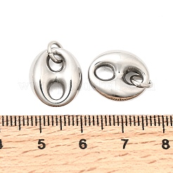 304ステンレスペンダント  楕円形のチャーム  ステンレス鋼色  15x13x5.5mm  丸カン：6x1ミリ  内径：4mm&nbsp;X-STAS-P441-01P