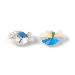 透明なガラスのペンダントを電気めっき  バックメッキ  多面カット  魚のチャーム  透明  17x9x5.5~6mm  穴：1.2mm&nbsp;GLAA-A008-09B