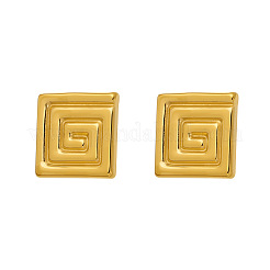 女性用316Lサージカルステンレススチール製スタッドピアス  正方形  ゴールドカラー  24x24mm&nbsp;WGB5938-01