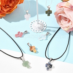 DIY Natural & Synthetic Gemstone Cross Pendant & Waxed Cord Pendant Necklace Making Kits&nbsp;DIY-FS0008-46