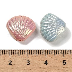 UVメッキ不透明レインボー虹色アクリルビーズ  シェル形状  ミックスカラー  14.5x16.5x7.5mm  穴：1.6mm&nbsp;SACR-R001-02A