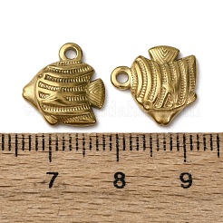 オーシャン 304 ステンレススチールペンダント  イオンプレーティング（ip）  ゴールドカラー  魚  13.5x12.5x2.5mm  穴：1.6mm&nbsp;STAS-P406-16A-G