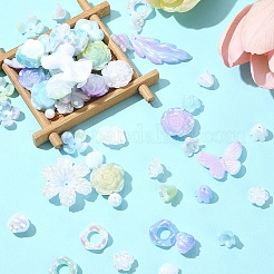 レインボー虹色メッキアクリルビーズ  パールカラーの  混合図形  ミックスカラー  10~40x8~42x4~11mm  穴：1.2~7mm  15g /スタイル&nbsp;OACR-FS0001-99B