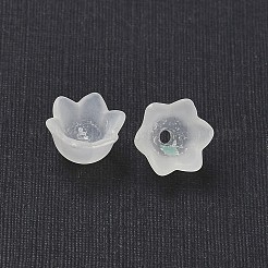 分厚い透明な曇らされたチューリップの花アクリルビーズキャップ  スズラン  10 mm幅  厚さ6mm  穴：1.5mm&nbsp;X-PL543-1