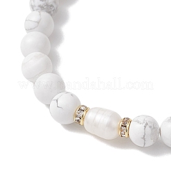 3Pcs Natural Howlite & Selenite & Quartz Crystal Round Beads Stretch Bracelets for Women&nbsp;BJEW-JB13058