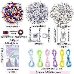 DIYブレスレットキット  アクリルビーズ入り  亜鉛合金回転式ナスカンカニカン  ナイロンコード  ジッパー付きプラスチック製レーザーバッグ  ミックスカラー  7x4mm  穴：3mm&nbsp;DIY-BM0001-73