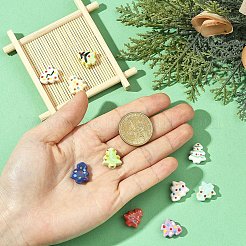 10 個 10 色の手作り磁器ビーズ  手描きの陶器ビーズ  クリスマスツリー  ファミーユは磁器バラ  ミックスカラー  16~16.5x14.5~15x6.5~7mm  穴：1.8mm  1pc /カラー&nbsp;PORC-YW0001-46