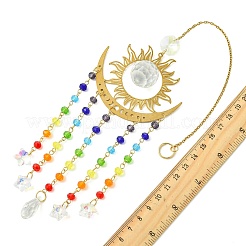 Brass & 304 Stainless Steel Sun Moon Suncatchers&nbsp;HJEW-JM05014