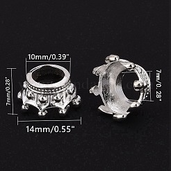 合金ビーズコーン  クラウン  銀  14x10x7mm  穴：7mm&nbsp;PALLOY-M020-01S