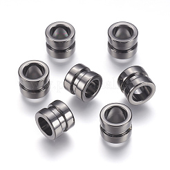 304ステンレススチールビーズ  大穴ビーズ  スジ入りビーズ  コラム  ミックスカラー  10x8mm  穴：6.5mm&nbsp;STAS-E144-028