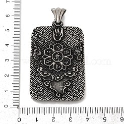 316サージカルステンレスペンダント  如来の仏像が描かれた長方形  アンティークシルバー  54x33x5mm  穴：4.5x7mm&nbsp;STAS-D304-23AS
