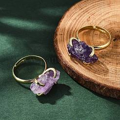 Natural Amethyst Finger Rings&nbsp;RJEW-B122-01G-02
