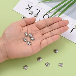 変色防止5枚花びら304ステンレススチールフラワービーズキャップ  ステンレス鋼色  10x3mm  穴：1mm&nbsp;STAS-E083-03P