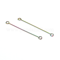 イオンプレーティング（IP）304ステンレススチールアイピン  ピアノ線9ピン  虹色  36x0.6mm  穴：1.5mm&nbsp;STAS-I141-01A-M